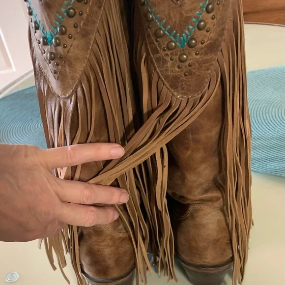 Gorgeous Corral Fringe Boots. 8 1/2 - Picture 5 of 8